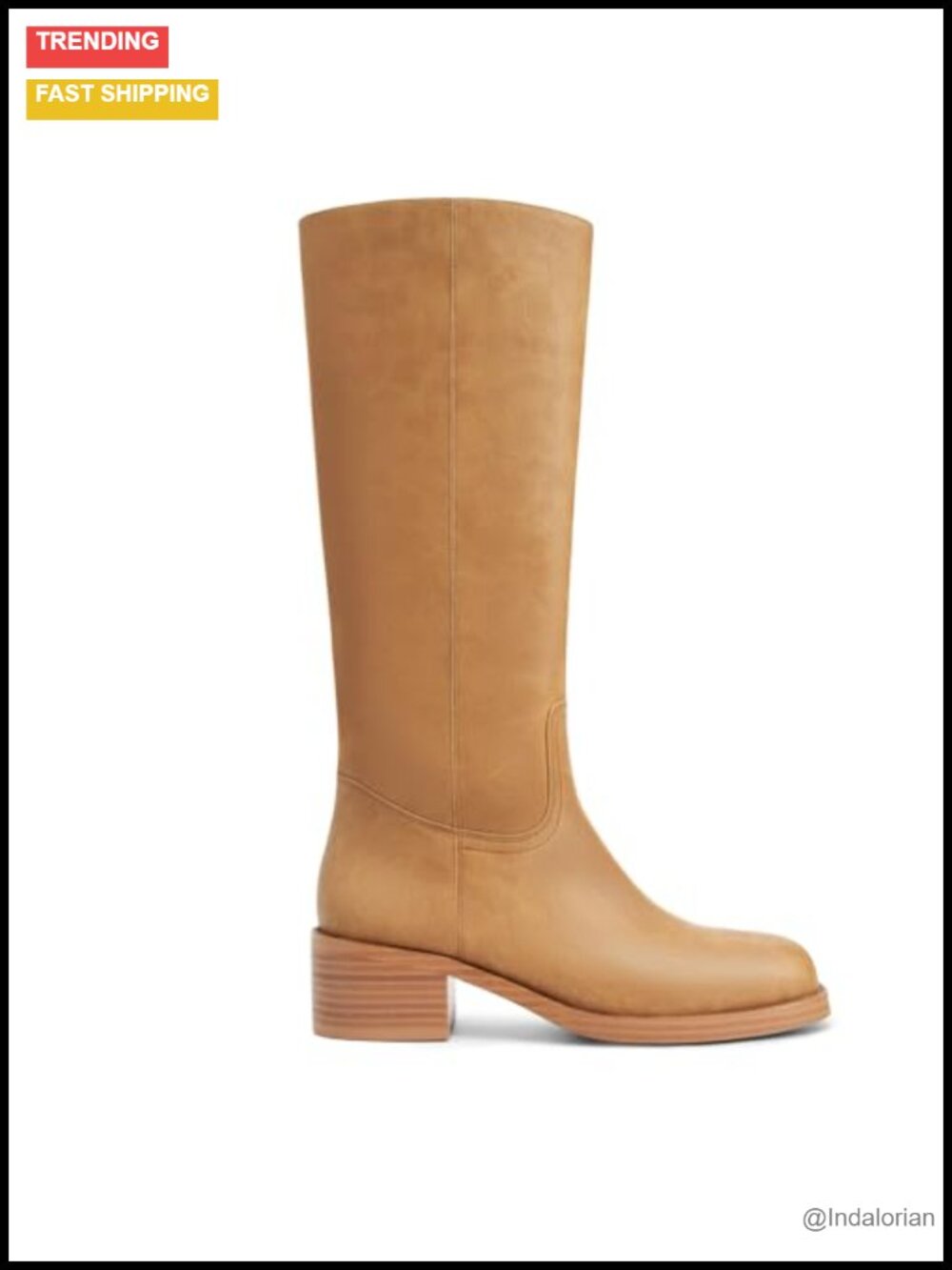 Faux Leather Knee High Boots Square Toe Chunky Block Heel Pull On